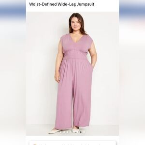 Waist-Defined Wide-Leg Jumpsuit in Pink